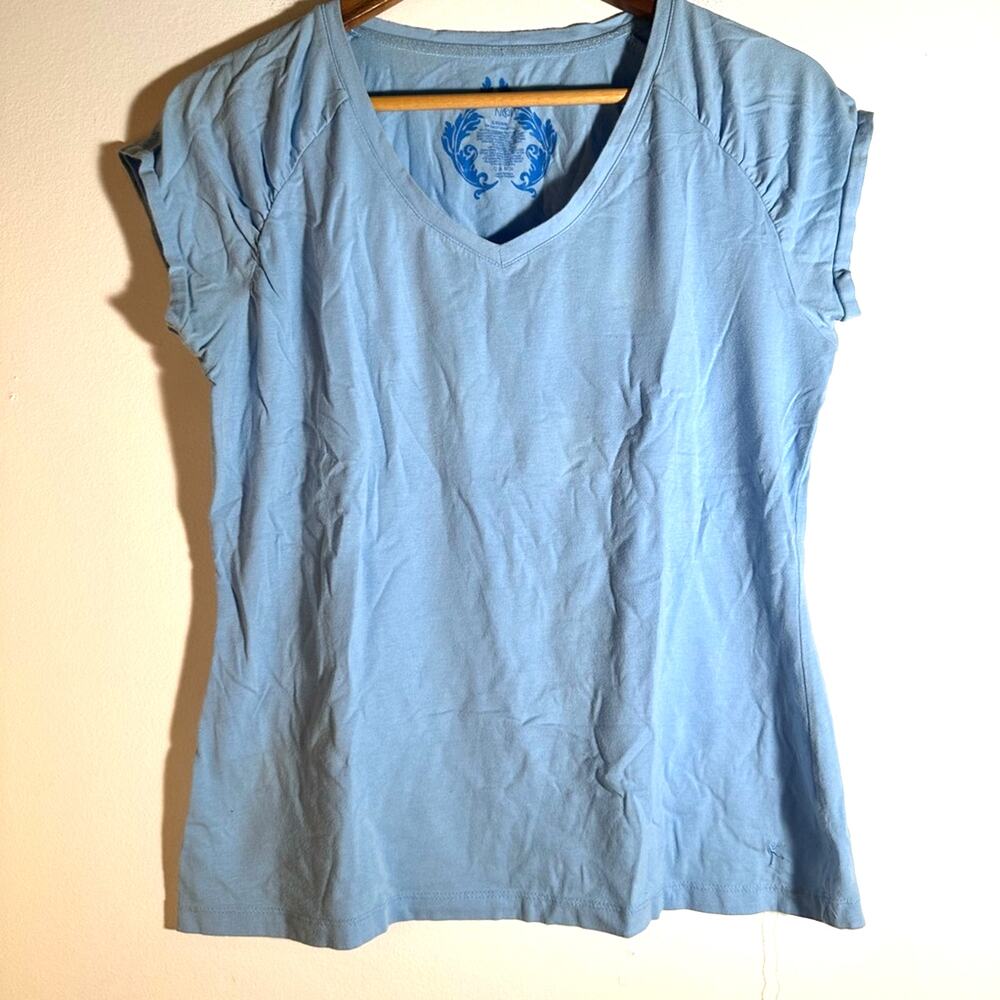 Danskin Sky Blue V-Neck Short Sleeve Tee